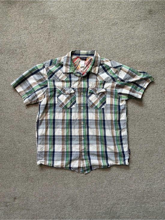 Patagonia Other - Patagonia Mens Button-Up Shirt Green Plaid Medium Organic Cotton Chest Pocket